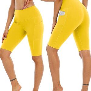 Yellow Biker Workout Shorts Size L